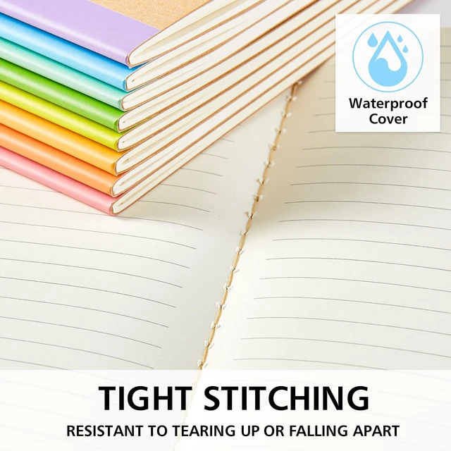 Alt view image 4 of 7 - 56 Pack Composition Notebooks Bulk, Kraft Cover Lined Blank College Ruled Composition Travel Journals with Rainbow Spines For Women Students Business, 60 Pages, 8.3x 5.5, A5, 8 Pastel Colors