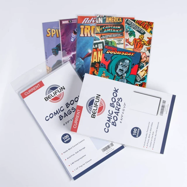 Alt view image 6 of 6 - 100ct Current Comic Bags and Boards - Reusable Boards, Bags 1 1/2" Flap, Clear Protector