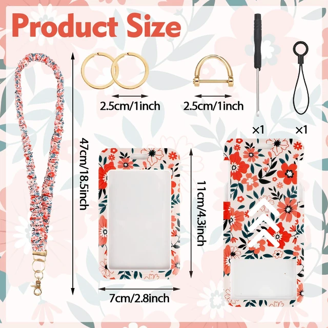 Alt view image 2 of 7 - Teacher Lanyard, Scrunchie Lanyard with ID Badge for Women Soft Stretchy Lanyards Retractable Lanyards for Id Badges Keys Neck Keychain Floral Style