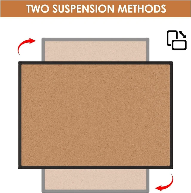 Alt view image 6 of 7 - Cork Board Bulletin Board 24 x 18, Black Aluminium Framed Corkboard, Office Board for Wall Cork, Large Wall Mounted Notice Pin Board with 16 Push Pins for School, Home & Office