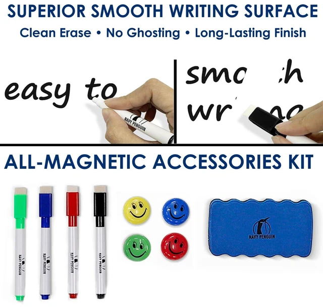 Alt view image 2 of 6 - Whiteboard Set, 24x18 in Dry Erase Board, Magnetic White Board for Wall Small Hanging Dry Wipe Marker Board with Magnetic Eraser, Markers & Magnets for Home, Office and Dorm
