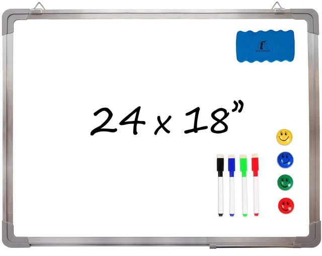 Main image of Whiteboard Set, 24x18 in Dry Erase Board, Magnetic White Board for Wall Small Hanging Dry Wipe Marker Board with Magnetic Eraser, Markers & Magnets for Home, Office and Dorm