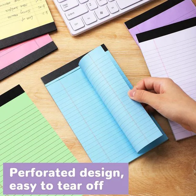Alt view image 4 of 7 - 12 Pack 5x8 Legal Pads, College Ruled 6 Colors Totally 360 Sheets 80 Gsm FSC-certified Paper, Perforated Tear-Off Pages, School Office Supplies Smooth Writing 30 Sheets/Pad Tablets Lined