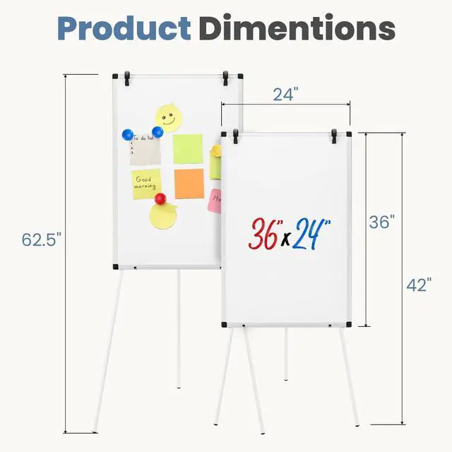 Alt view image 6 of 7 - Magnetic Dry Erase Board 36" x 24", White Board with Adjustable Stand, Heavy-Duty Aluminum Frame & Accessory Tray for Office, Classroom, Home & Presentations, White
