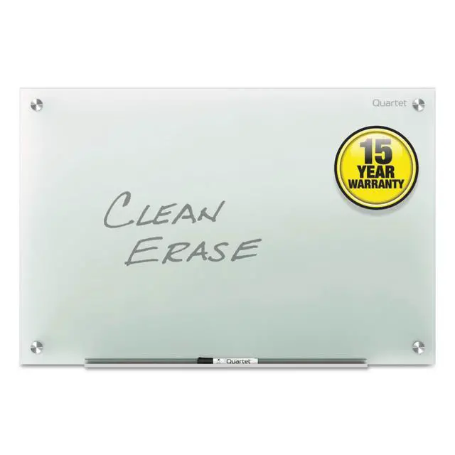 Main image of Glass Whiteboard, Non-Magnetic Dry Erase White Board, 24" x 18", Infinity Frameless Mounting, Includes Dry Erase Marker, Frosted White (G2418F)