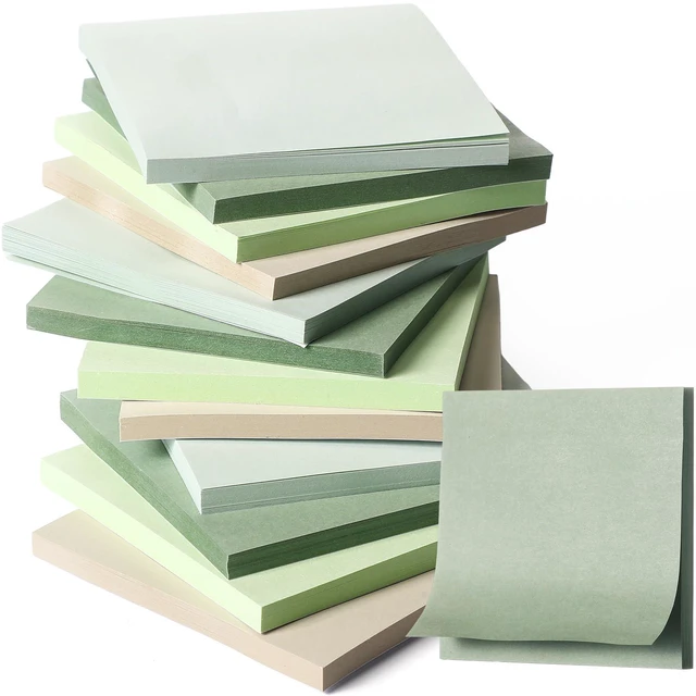 Main image of 12 Pads Sage Green Sticky Notes 3x3 50 Sheets Self Stick Notes Pads Memo Sage Green Office Supplies Vintage Aesthetic School Accessories Easy Peel Repositionable