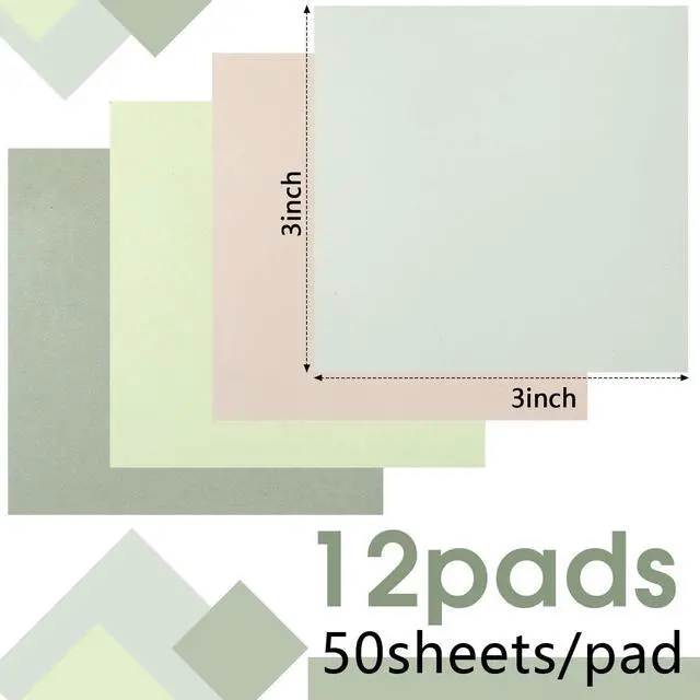 Alt view image 2 of 6 - 12 Pads Sage Green Sticky Notes 3x3 50 Sheets Self Stick Notes Pads Memo Sage Green Office Supplies Vintage Aesthetic School Accessories Easy Peel Repositionable