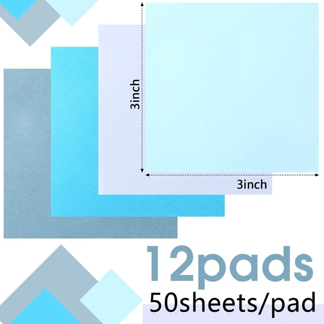 Alt view image 2 of 7 - 12 Pads Blue Sticky Notes 3x3 50 Sheets Self Stick Notes Pads Memo Earth Tone Office Supplies Vintage Aesthetic School Accessories Easy to Peel Repositionable