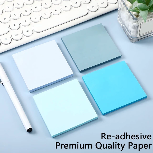 Alt view image 4 of 7 - 12 Pads Blue Sticky Notes 3x3 50 Sheets Self Stick Notes Pads Memo Earth Tone Office Supplies Vintage Aesthetic School Accessories Easy to Peel Repositionable