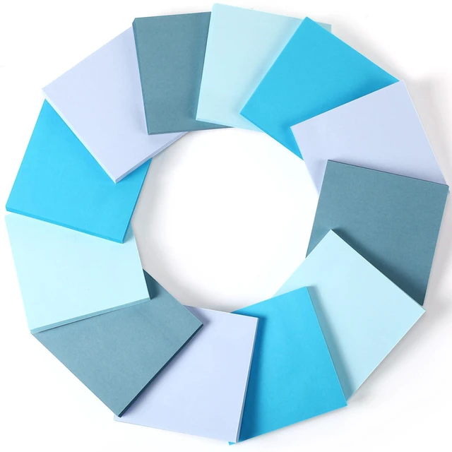 Alt view image 7 of 7 - 12 Pads Blue Sticky Notes 3x3 50 Sheets Self Stick Notes Pads Memo Earth Tone Office Supplies Vintage Aesthetic School Accessories Easy to Peel Repositionable