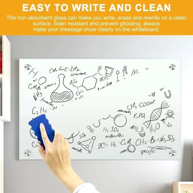 Alt view image 4 of 7 - Glass White Board for Wall Dry Erase Board 36" x 24" (2pcs) Magnetic Presentation Whiteboard for Home, Office and School