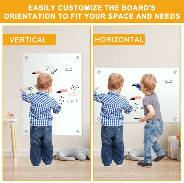 Alt view image 6 of 7 - Glass White Board for Wall Dry Erase Board 36" x 24" (2pcs) Magnetic Presentation Whiteboard for Home, Office and School