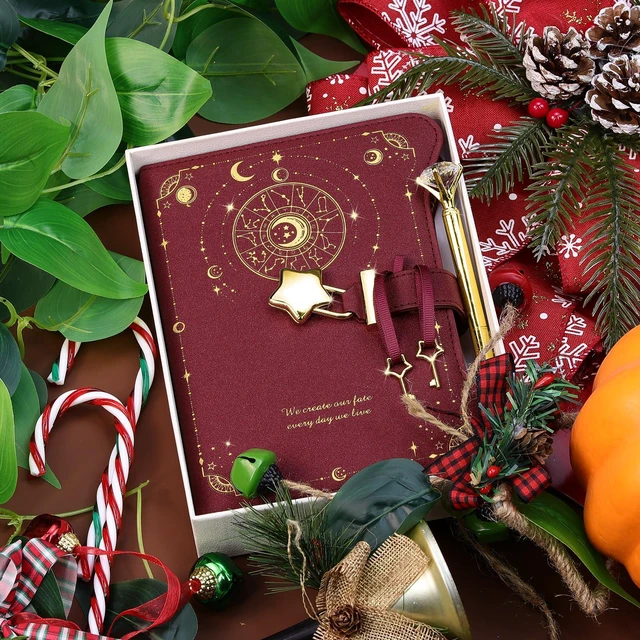 Alt view image 2 of 7 - Diary with Lock and Keys for Girls Gift Ideas, 360 Pages Journal Elegant Gift Box for Teen Girls, B6 Kraft Pages Refillable Notebook with Pen and Bookmark for Writing, Astro Red