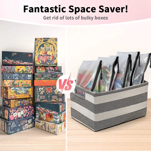Alt view image 5 of 7 - 12 Pack A3 Mesh Zipper Pouch Bags, Board Game & File Organizer Large Reusable A3 Pouches Organize Board Games & Files; Waterproof Black Mesh Design Keeps Contents Protected and Neat