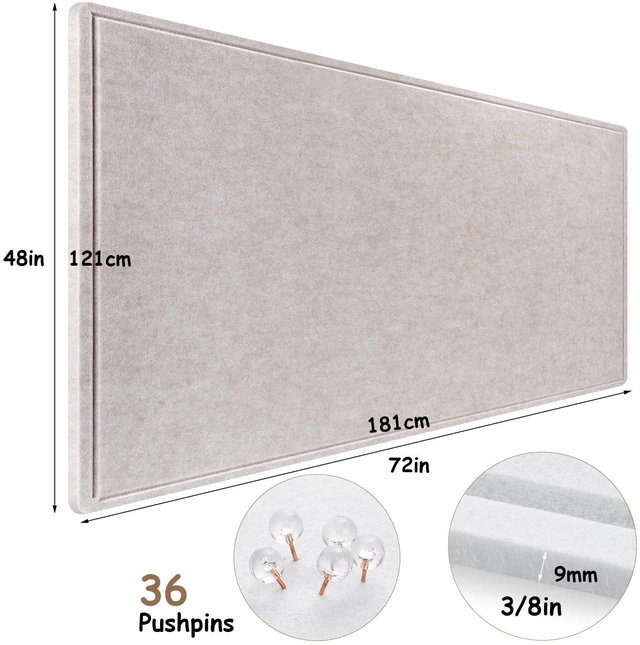 Alt view image 3 of 7 - Large Bulletin Board, Foldable 72x48 Inches Cork Board Alternative, Large Felt Board Decorative Pin Board for Wall, Foldable Photo Board Self-Adhesive Vision Board with 36 Pushpins Light Khaki