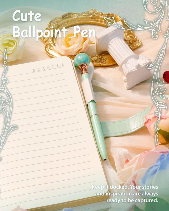 Alt view image 3 of 7 - Diary with Lock and Keys for Girls Gift Ideas, 360 Pages Journal Elegant Gift Box for Teen Girls, B6 Gold Edged Pages Refillable Notebook with Pen and Bookmark for Writing, Garden Aqua