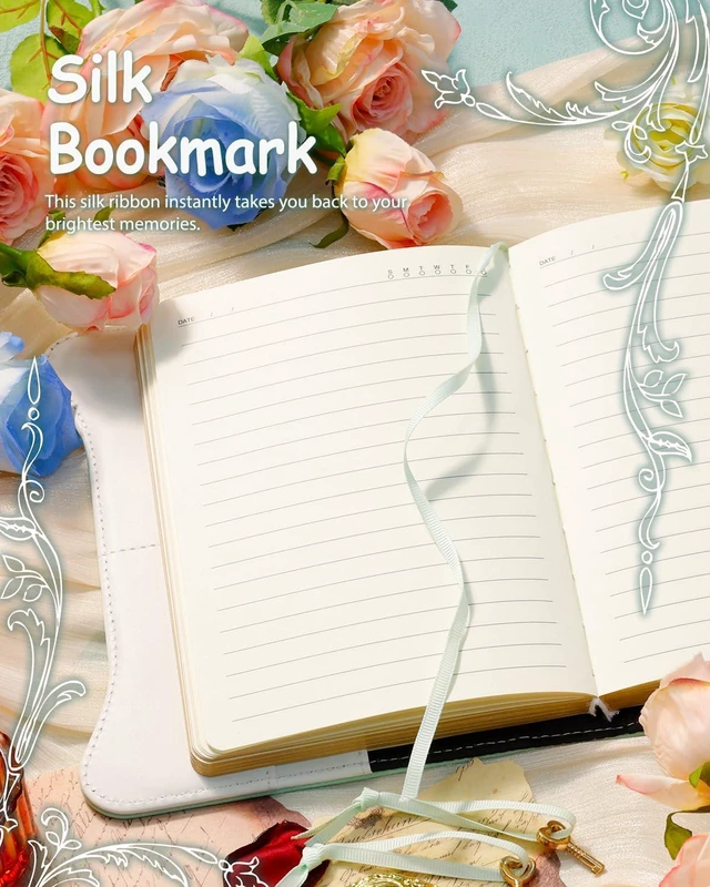 Alt view image 5 of 7 - Diary with Lock and Keys for Girls Gift Ideas, 360 Pages Journal Elegant Gift Box for Teen Girls, B6 Gold Edged Pages Refillable Notebook with Pen and Bookmark for Writing, Garden Aqua