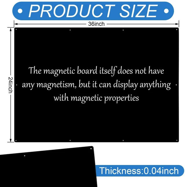 Alt view image 2 of 6 - Magnetic Board Steel, Display Magnetic, Black, 24 x 36 Inch Magnet Bulletin Boards for Walls Notes Photos for Home, Office, Classroom, Pre Drilled with Screws and Dry Wet Erase Feature