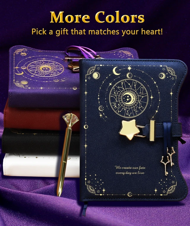 Alt view image 3 of 7 - Diary with Lock and Keys for Girls Gift Ideas, 360 Pages Journal Elegant Gift Box for Teen Girls, B6 Kraft Pages Refillable Notebook with Pen and Bookmark for Writing, Astro Blue