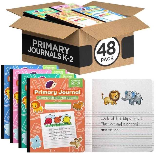 Main image of Primary Composition Notebook K-2 Primary Ruled Composition Book Primary Writing Journal Bulk Grades K-2 Story Composition Notebooks For Kids 100 Sheets 200 Pages 7.5" x 9.75", 48 Pack, Assorted