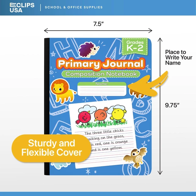 Alt view image 2 of 7 - Primary Composition Notebook K-2 Primary Ruled Composition Book Primary Writing Journal Bulk Grades K-2 Story Composition Notebooks For Kids 100 Sheets 200 Pages 7.5" x 9.75", 48 Pack, Assorted