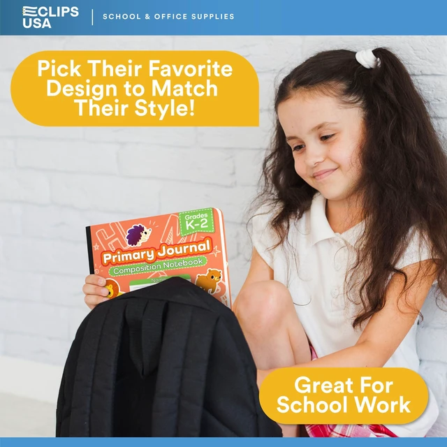 Alt view image 6 of 7 - Primary Composition Notebook K-2 Primary Ruled Composition Book Primary Writing Journal Bulk Grades K-2 Story Composition Notebooks For Kids 100 Sheets 200 Pages 7.5" x 9.75", 48 Pack, Assorted