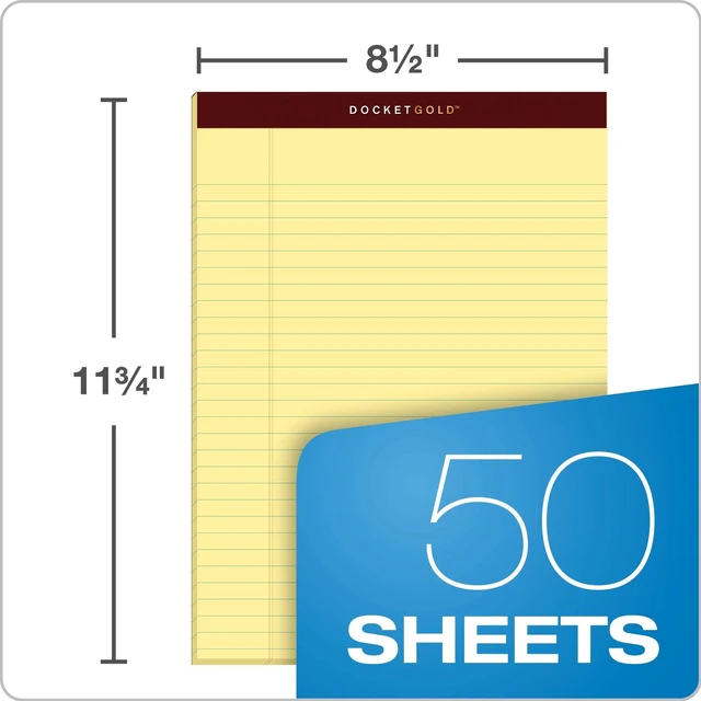 Alt view image 2 of 6 - Legal Pads, 6 Pack, Premium Docket Gold Note Pads, 50 Legal Ruled 8.5 x 11 Sheets, Thick Canary Yellow Paper with Extra Hard Back, Proudly Made in the USA