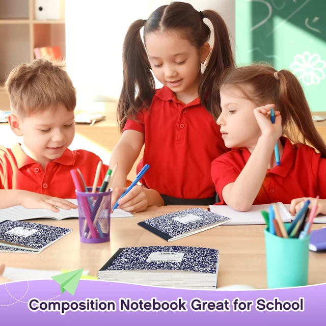 Alt view image 4 of 7 - Half Composition Books,Purple,Snowflake 20 Pack Bulk Journals for School Students, Wide Ruled 80 Sheets, 11/32 Inch Spacing, 4-7/8x7-1/2 Size, Primary Covers