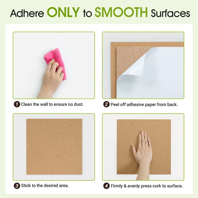 Alt view image 7 of 7 - Cork Board Bulletin Board 12x12, 1/2" Thick Cork Board Tiles 6 Pack, Small Square Pin Board for Wall, Self Adhesive Corkboards with 60 Push Pin Wood Clips for School, Home & Office