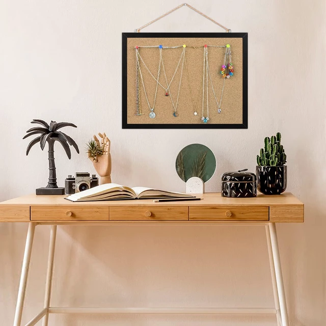 Alt view image 5 of 6 - Small Cork Bulletin Board for Wall 15.7x12 Inch Black Wood Frame Natural Cork Material, Home Office Message Board, Hanging Photos and Vision Notes,Rectangle Black Frame With Pins