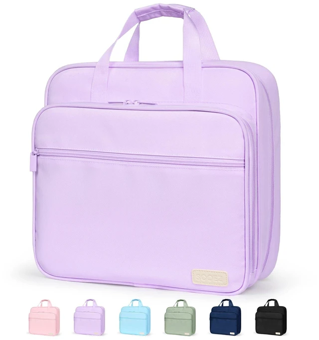 Main image of Zipper Binder Bag, 2 Inch 3 Ring O-Ring Binder, 5-Tab Dividers Folder Expanding File Folder, Paper Organizer Holds 900 Sheets, Binder Storage with Handle School Classroom Office Supplies, Purple