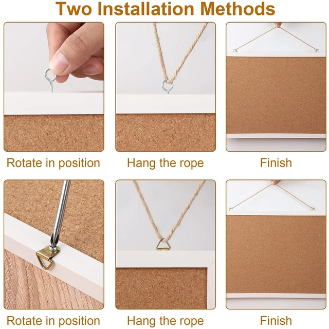 Alt view image 6 of 6 - Small Cork Bulletin Board for Wall 15.7x12 Inch White Wood Frame Natural Cork Material, Home Office Message Board, Hanging Photos and Vision Notes,Rectangle White Frame With Pins