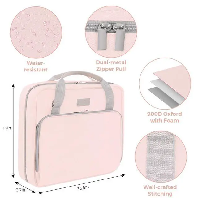 Alt view image 2 of 7 - Zipper Binder 3 Inch D-Ring School Binder, Oxford Fabric School Organizer Holds 700+ Sheets, Fits 14" Laptop, Water-Resistant, Handle & Shoulder Strap, 14"x13" School Supplies, Pink
