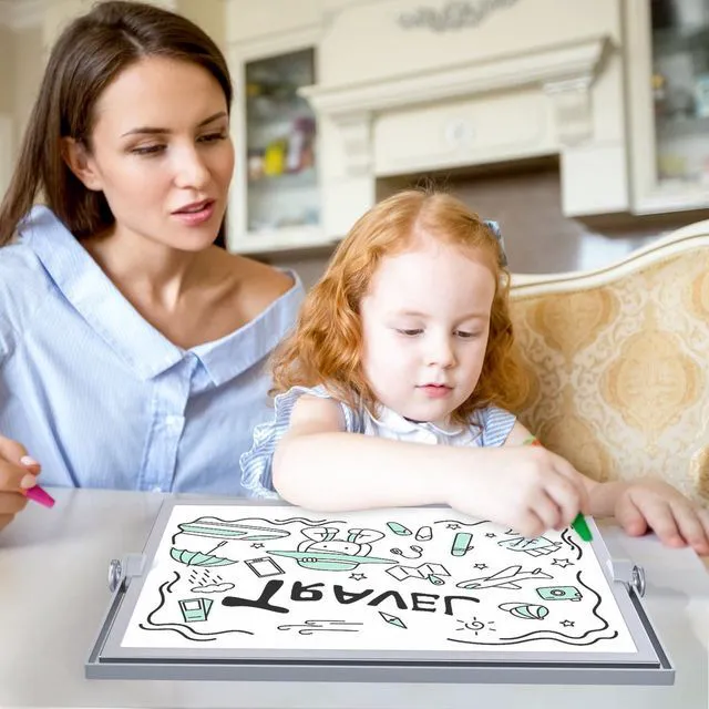 Alt view image 6 of 7 - Dry Erase White Board,16X12IN Magnetic Desktop Whiteboard Calendar Whiteboard 8 Markers, 4 Magnets, 1 Eraser, Portable Double-Sided White Board Easel for Kids Memo to Do List Desk