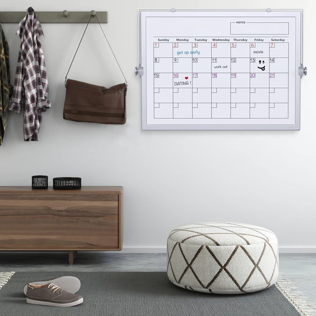 Alt view image 7 of 7 - Dry Erase White Board,16X12IN Magnetic Desktop Whiteboard Calendar Whiteboard 8 Markers, 4 Magnets, 1 Eraser, Portable Double-Sided White Board Easel for Kids Memo to Do List Desk