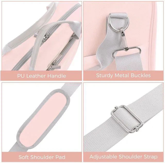 Alt view image 7 of 7 - Zipper Binder 3 Inch D-Ring School Binder, Oxford Fabric School Organizer Holds 700+ Sheets, Fits 14" Laptop, Water-Resistant, Handle & Shoulder Strap, 14"x13" School Supplies, Pink