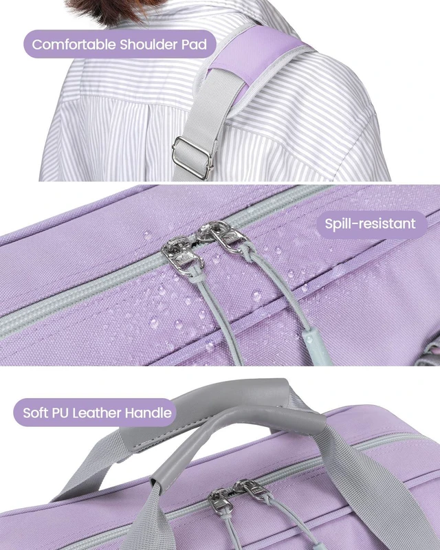 Alt view image 4 of 7 - 4 Inch Zipper Binder 3 Ring with Shoulder Strap,Tough/Multi-Pocket Binder Bag with Laptop organizer for School Travel,Fit 13" MacBook & Tablet,800 Sheets Capacity,Water Resistant,Light Purple