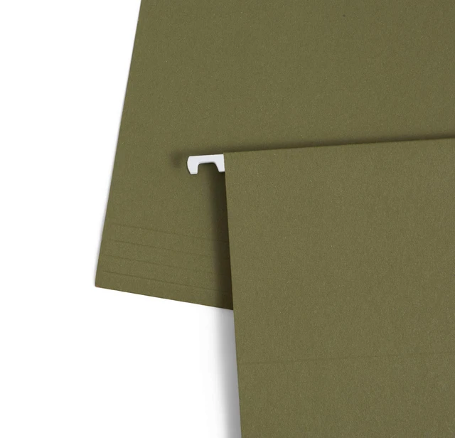 Alt view image 5 of 6 - 25 Hanging File Folders, Letter Size, Standard Green Reinforced 12pt, 1/5 Cut Tabs, Plastic Tabs and Inserts Included, for Filing Cabinet, Home, and Office Use