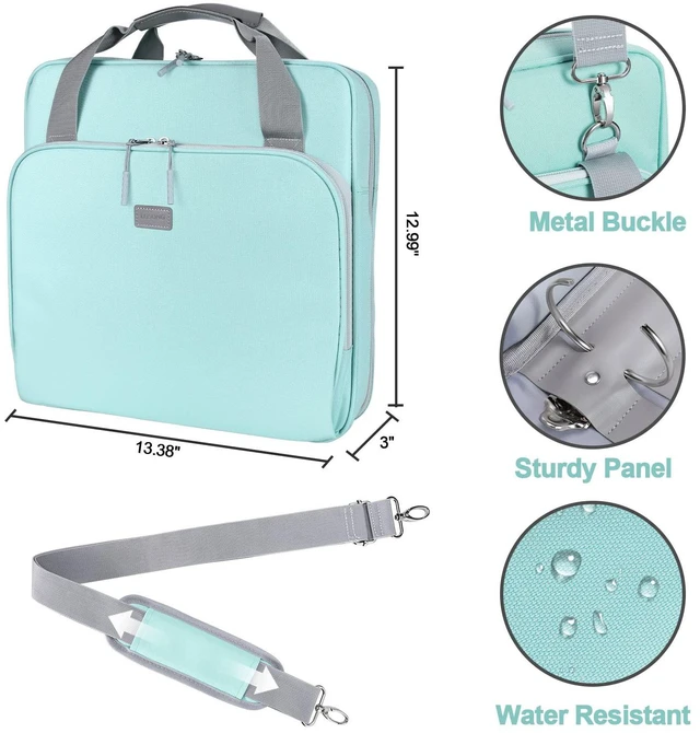 Alt view image 4 of 7 - 2 Inch 3 Ring Zipper Binder O-Ring with Strap & Multi-Pockets Binder with Strap 500 Sheet Capacity for School and Office Binder Organizer, Compatible with 13-Inch MacBook/Table,Light Blue