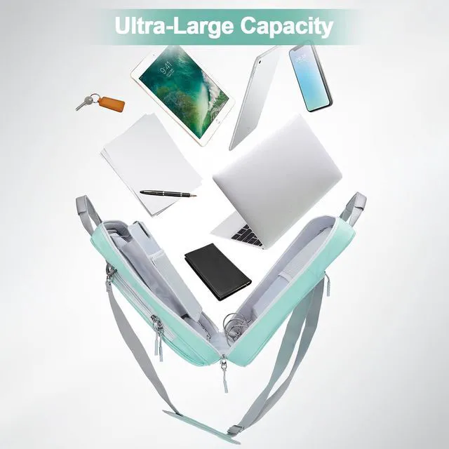 Alt view image 6 of 7 - 2 Inch 3 Ring Zipper Binder O-Ring with Strap & Multi-Pockets Binder with Strap 500 Sheet Capacity for School and Office Binder Organizer, Compatible with 13-Inch MacBook/Table,Light Blue