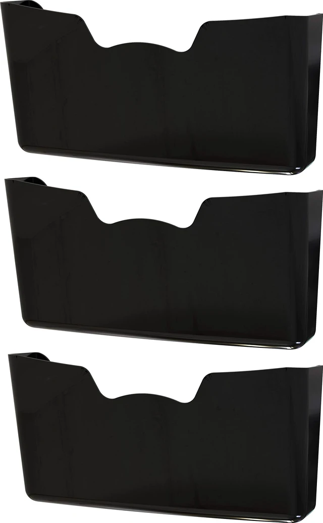 Alt view image 5 of 5 - Single Pocket Wall Mount for Hanging File Holder, 3 Packs, Black
