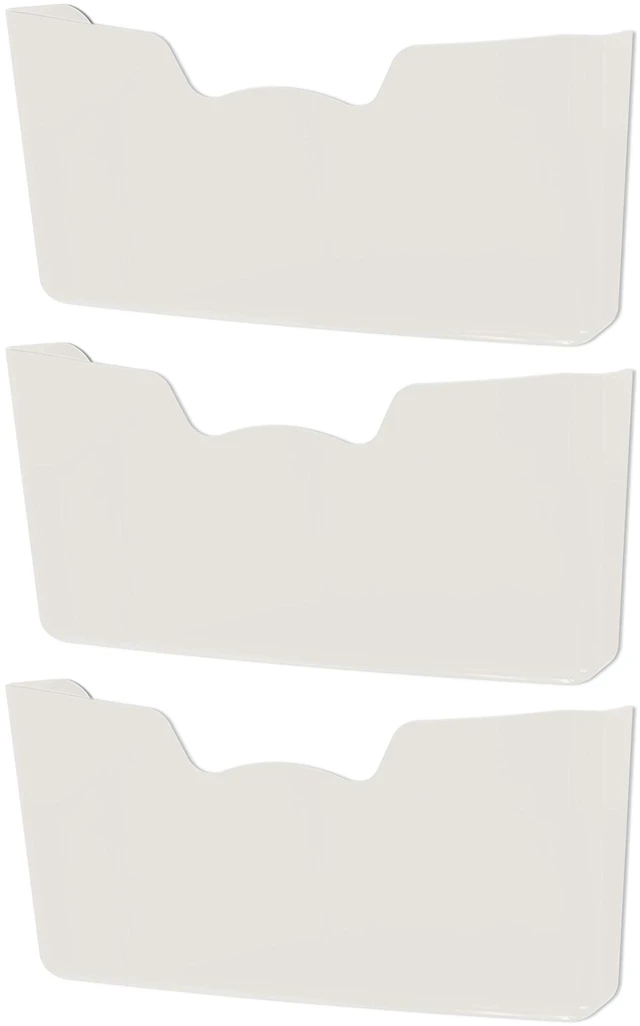 Alt view image 5 of 5 - White Wall Mount Single Pocket Hanging File Holder, 3-Pack Wall File Holder Organizer for Paper and Documents