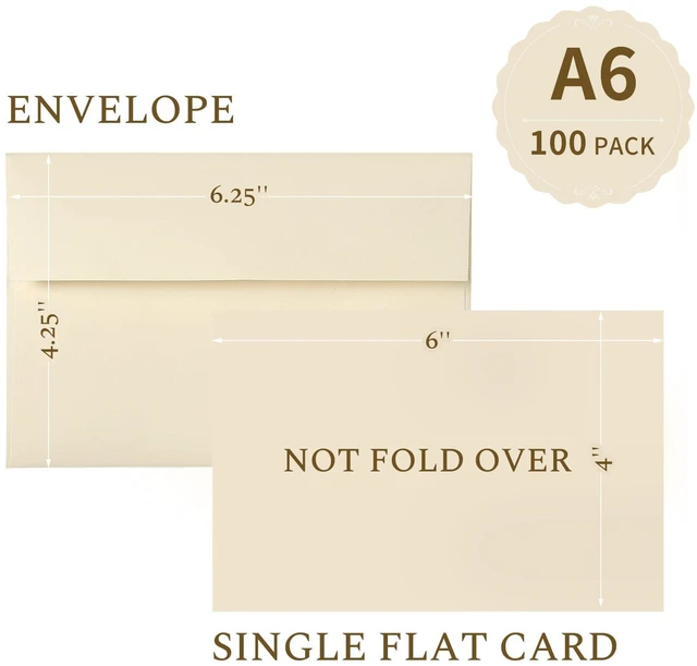 Alt view image 2 of 7 - Ivory Blank Cards and Envelopes 4x6 (Not-Folded) 100 Pack Cream Flat Note Cards 4x6 and A6 Envelopes Self Seal for Wedding, Invitations, DIY Notecards, Birthday & All Occasion