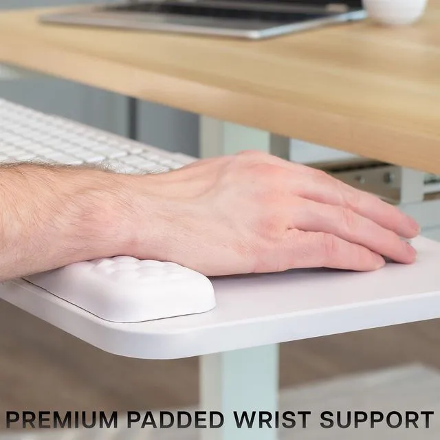Alt view image 6 of 7 - Premium White Under Desk 27 x 11 in Keyboard Tray, MOUNT-KB27P-W Deluxe Adjustable Computer Keyboard & Mouse Platform Tray, Ergonomic Under Table Desk Mount Drawer with Padding