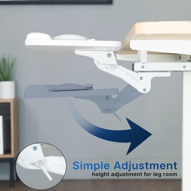 Alt view image 7 of 7 - Premium White Under Desk 27 x 11 in Keyboard Tray, MOUNT-KB27P-W Deluxe Adjustable Computer Keyboard & Mouse Platform Tray, Ergonomic Under Table Desk Mount Drawer with Padding