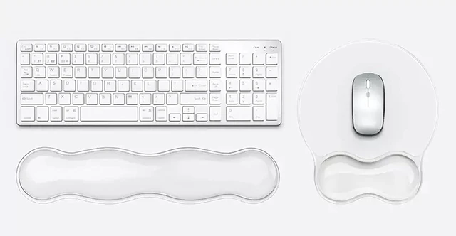 Main image of Mouse Pad with Wrist Rest, Soft Cloud Gel Keyboard Mouse Pad Set with Hand Wrist Support, Cute Non Slip Office Desk Accessories for Comfort/Pain Relief/Computer/Laptop (2Pc Clear Wave)