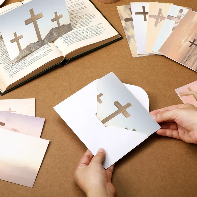 Alt view image 2 of 6 - Blank Note Cards and Envelopes, 100 Pcs, Cross 10 Cross Designs for Religious Occasions, White Envelopes with Stickers, Perfect for Church Events, Thank You Notes