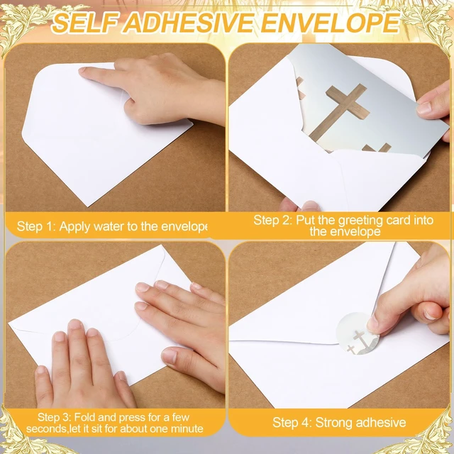 Alt view image 3 of 6 - Blank Note Cards and Envelopes, 100 Pcs, Cross 10 Cross Designs for Religious Occasions, White Envelopes with Stickers, Perfect for Church Events, Thank You Notes