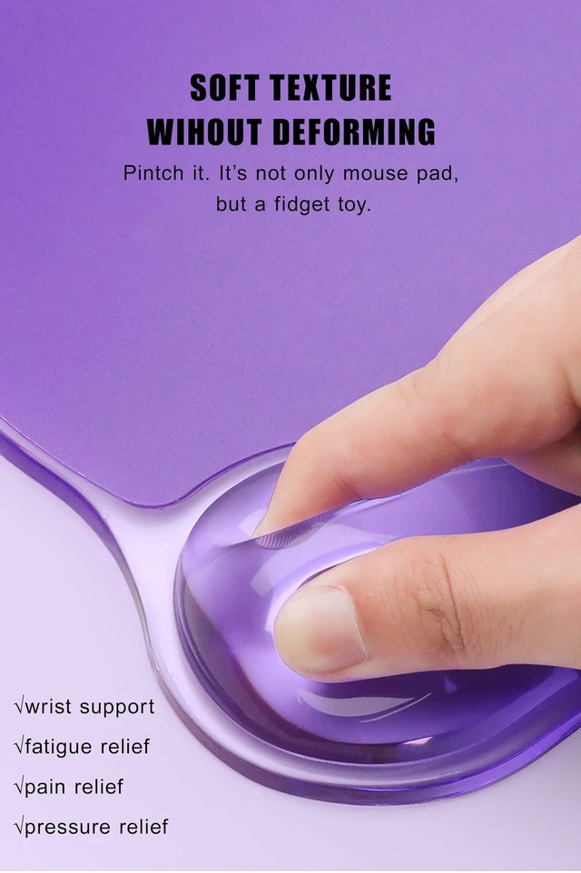 Alt view image 4 of 7 - Mouse Pad with Wrist Rest, Soft Cloud Gel Keyboard Mouse Pad Set with Hand Wrist Support, Cute Non Slip Office Desk Accessories for Comfort/Pain Relief/Computer/Laptop (2Pc Clear Wave)