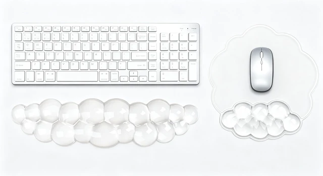 Main image of Mouse Pad with Wrist Rest, Soft Cloud Gel Keyboard Mouse Pad Set with Hand Wrist Support, Cute Non Slip Office Desk Accessories for Comfort/Pain Relief/Computer/Laptop (2Pc Clear Cloud)